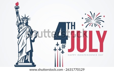 US Independence Day 4th July poster. 4th of July Calligraphy greeting card 4th of July America Typography Art. Fourth of July sale banner graphic design. Handwritten Vector.