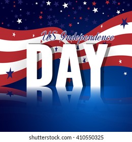 US Independence Day. Abstract american background with waving striped flag and starry pattern. Stock vector.