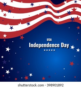 US Independence Day abstract background with american flag. Stock vector.