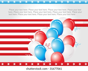 us independence day card with balloon pattern, vector illustration