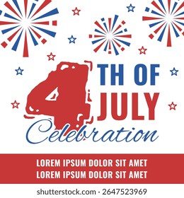 US Independence Day Celebration Vector Illustration. Happy 4th of July Banner.