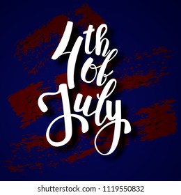 The US independence day. Greetings card with inscription American holiday labels. Vector illustration. the design of red spots on a blue background.