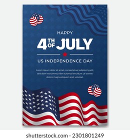 US Independence Day July 4th poster illustration on decorative background
