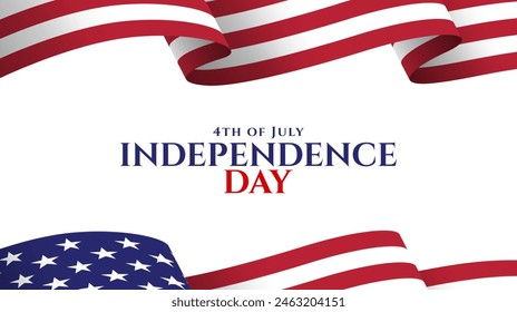 US independence day, July 4th. Independence banner design with american national flag. Vector illustration
