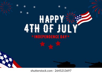 US Independence Day July 4th banner illustration on decorative background