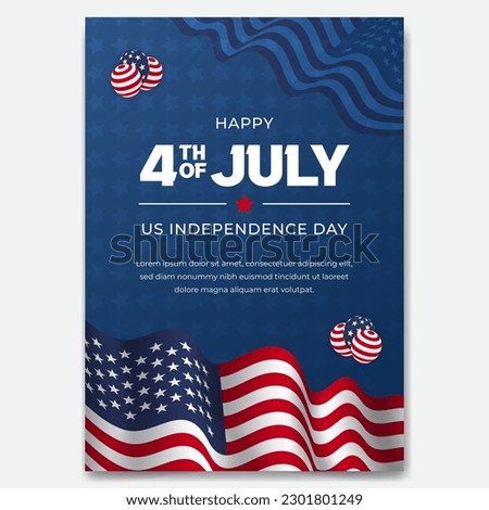 US Independence Day July 4th poster illustration on decorative background