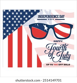 US independence day sale promotion advertising banner template american balloon flag decoration. 4th of July celebration poster template. flat vector modern illustration