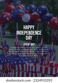 us independence day vector poster design. american independence day social media post