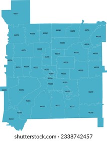 US Indiana State Indianapolis City Zip Code Boundaries