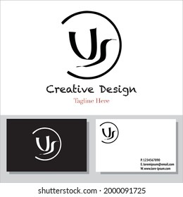 US Initial handwriting or handwritten logo for identity. Logo with signature and hand drawn style.
