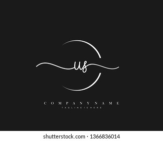 US initial handwriting logo template vector