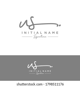 US Initial letter handwriting and signature logo.