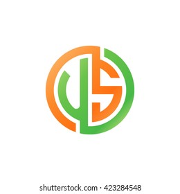 US initial letters looping linked circle logo orange green