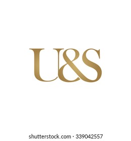 U&S Initial logo. Ampersand monogram golden logo