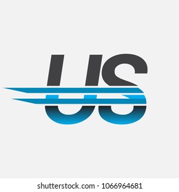 US initial logo company name colored black and blue, Simple and Modern Logo Design.
