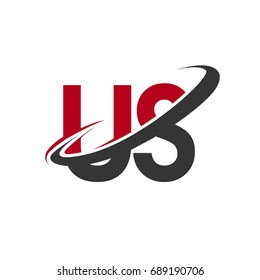 US initial logo company name colored red and black swoosh design, isolated on white background. vector logo for business and company identity.