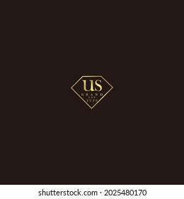 US Initial logo diamond luxury wedding illustration