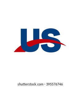 US initial overlapping swoosh letter logo blue red