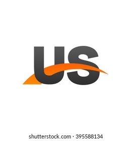US initial overlapping swoosh letter logo black orange