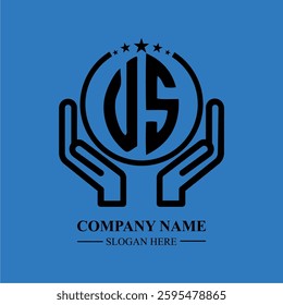 US initials held within hands, symbolizing trust and protection. The circle represents unity, while stars highlight excellence and ambition.