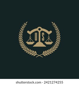 Iniciales de EE. UU. para el diseño de iconos de firma de abogados imagen vectorial