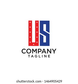 US initials logo for US company red and blue color