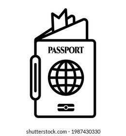 U.S international passport document line art icon for apps and websites