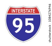 US Interstate 95 highway sign with route number and text, vector illustration.