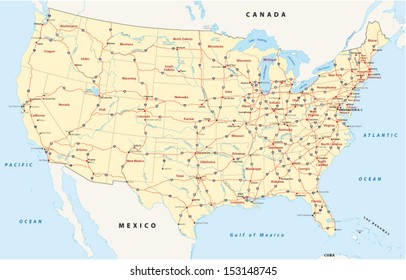 Road Map Of The Usa Stock Vectors Images Vector Art Shutterstock