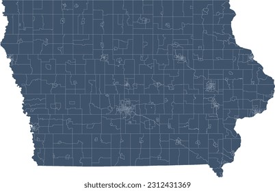 US Iowa State Map with Census Tracts Boundaries