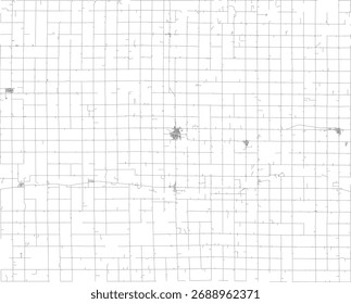 US Kansas State Rush County Roads vector 2024 for all roads