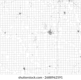 EUA Kansas State Sumner County Roads vetor 2024 para todas as estradas