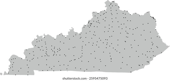 US Kentucky State City Point Excluding Major Urban Areas Vector Map
