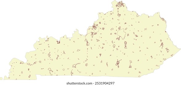 US Kentucky state map with City Boundary Lines