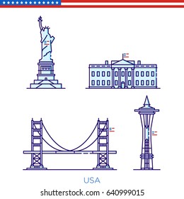 US landmarks, building badges, US buildings