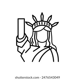 
US Landmarks - New York: Statue of Liberty,icon in outline style isolated on white background.perfect us for website,print etc.