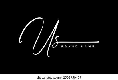 US letter beauty handwriting vector logo. 