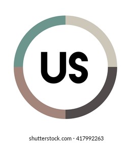 US letter, four colors in abstract background logo, design identity in circle, alphabet letter