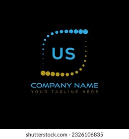 US letter logo design on black background. US creative initials letter logo concept. US unique design.
