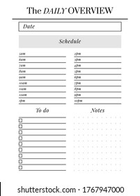 US Letter size Vector Planner template. Blank printable vertical notebook page. Business organizer. Calendar daily, weekly, monthly, yearly, habit tracker, project, notes, goals. Week starts on Sunday