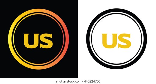 US letters icon design template elements in abstract background logo, design identity in circle, alphabet letter