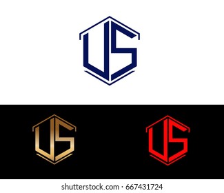 US letters linked with hexagon shape logo


