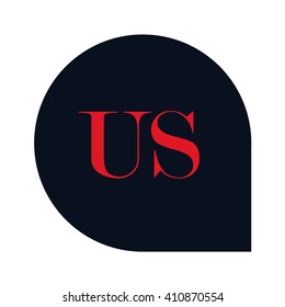 US Letters red , Abstract black background logo, Design identity in shape, Alphabet letter