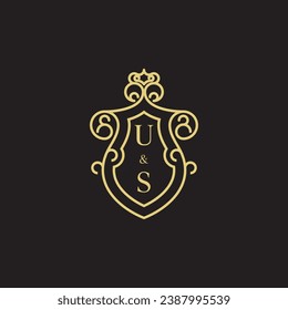 US line vintage initial logo in high quality professional design that will print well across any print media