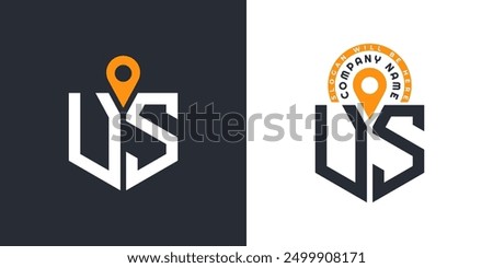 US Location Logo Bundle. Letter US Logo Dual Vector Icons for Recruitment and Navigation