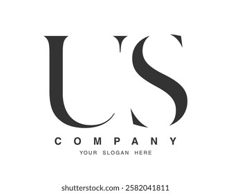 US logo design. Initial letter u and s serif font style. Creative classic company name typography. Trendy logotype or identity. Vector illustration.