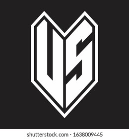 US Logo monogram with emblem line style isolated on black background