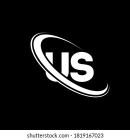 US logo. U S design. White US letter. US/U S letter logo design. Initial letter US linked circle uppercase monogram logo.	
