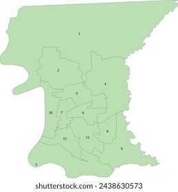 US Louisiana East Baton Rouge Parish Baton Rouge City Map with Council Districts