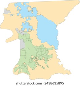 US Louisiana East Baton Rouge Parish Baton Rouge Map with City limits (blue) and Annexation (green),Unincorporated Area (yellow) overlaped